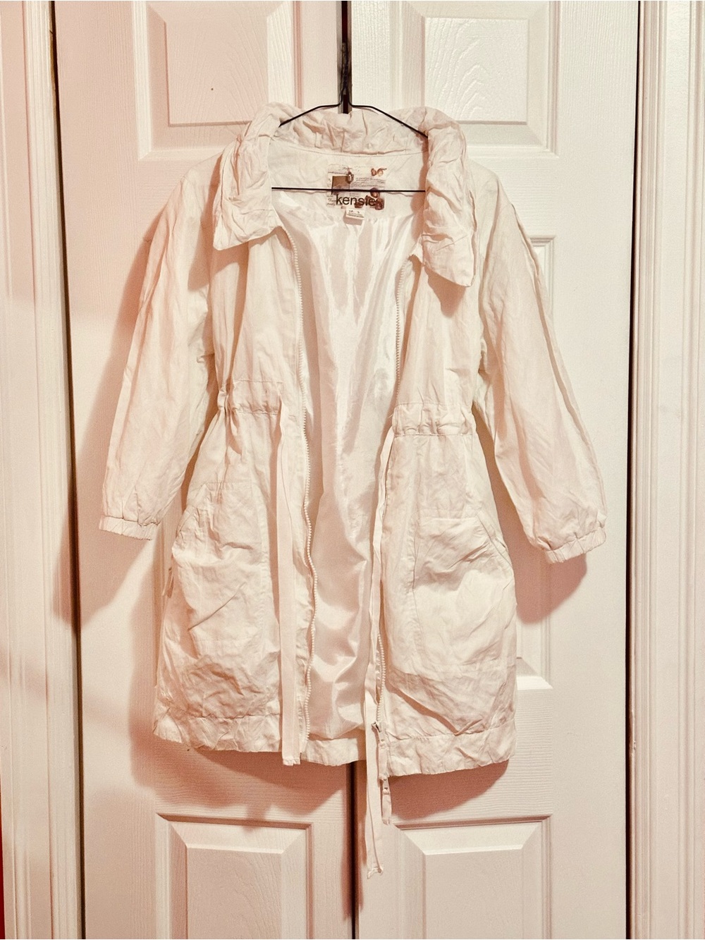 Kensie white Lightweight Hooded Anorak Trench Coat
